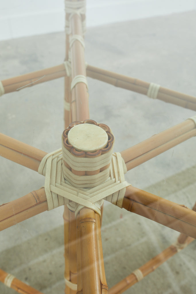 McGuire Organic Modern Blonde Bamboo Hexagonal Dining Table