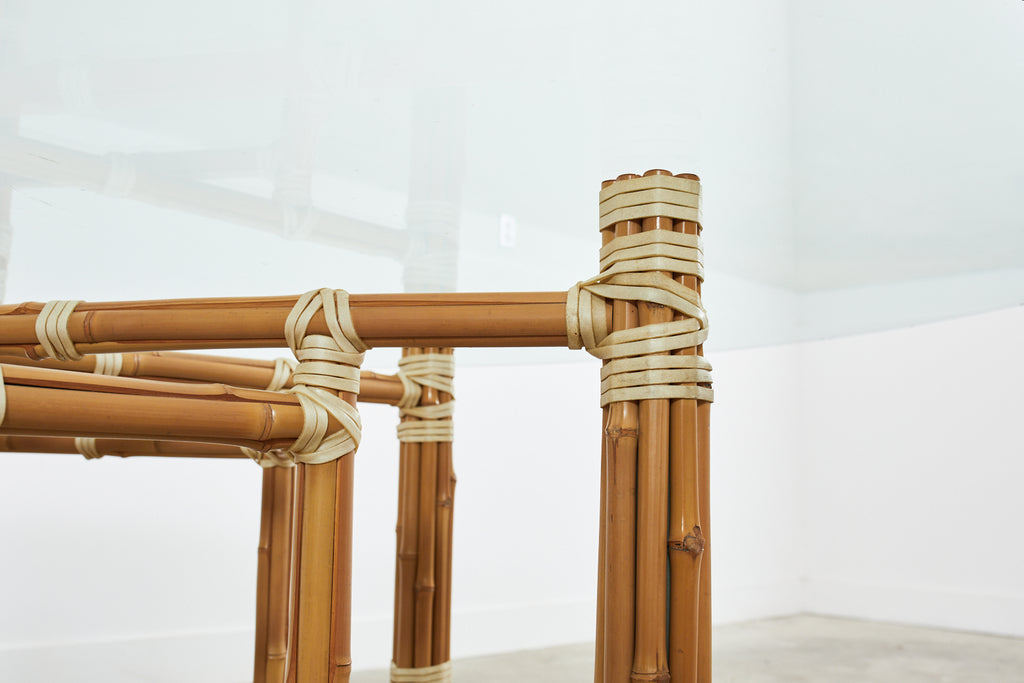 McGuire Organic Modern Blonde Bamboo Hexagonal Dining Table