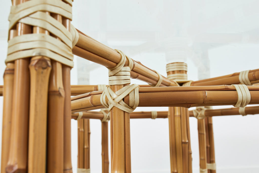 McGuire Organic Modern Blonde Bamboo Hexagonal Dining Table