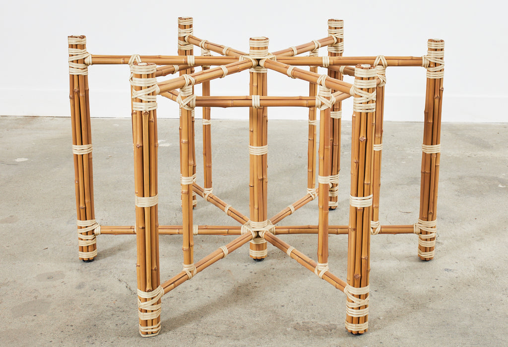 McGuire Organic Modern Blonde Bamboo Hexagonal Dining Table