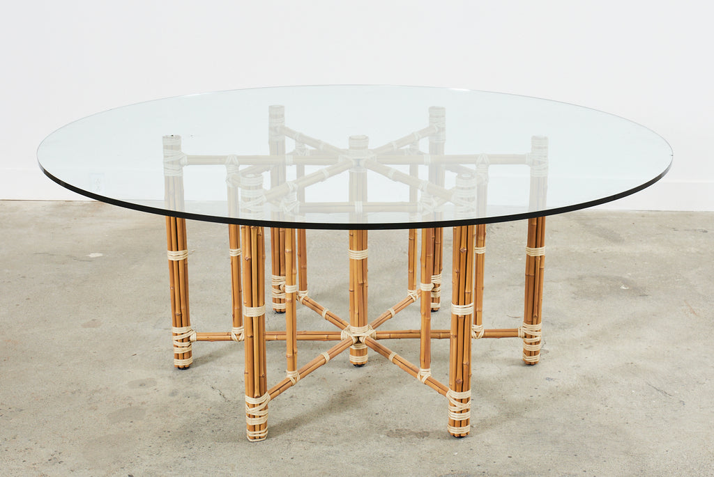McGuire Organic Modern Blonde Bamboo Hexagonal Dining Table