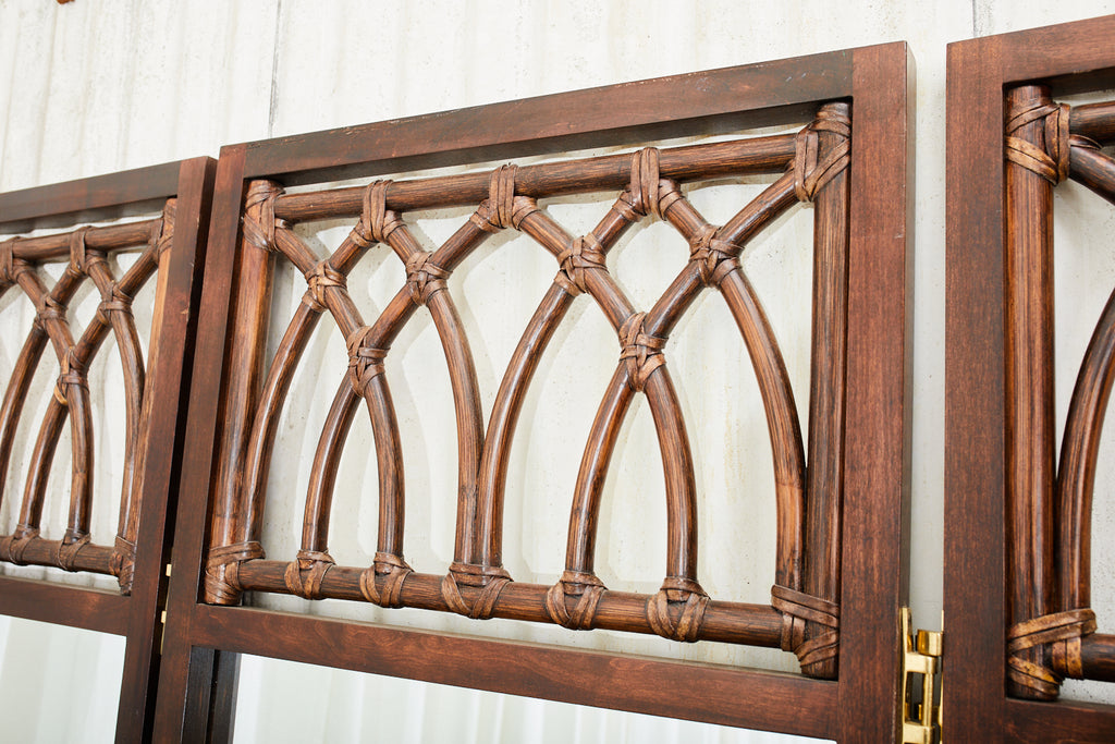 McGuire Organic Modern Rattan Folding Three-Panel Screen