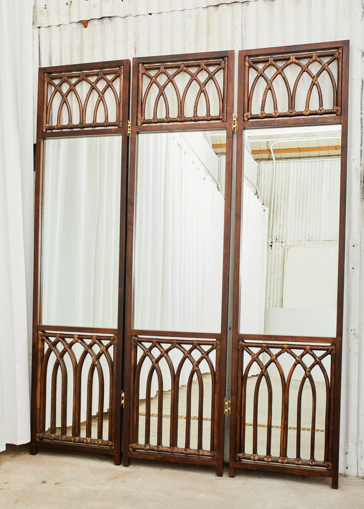 McGuire Organic Modern Rattan Folding Three-Panel Screen