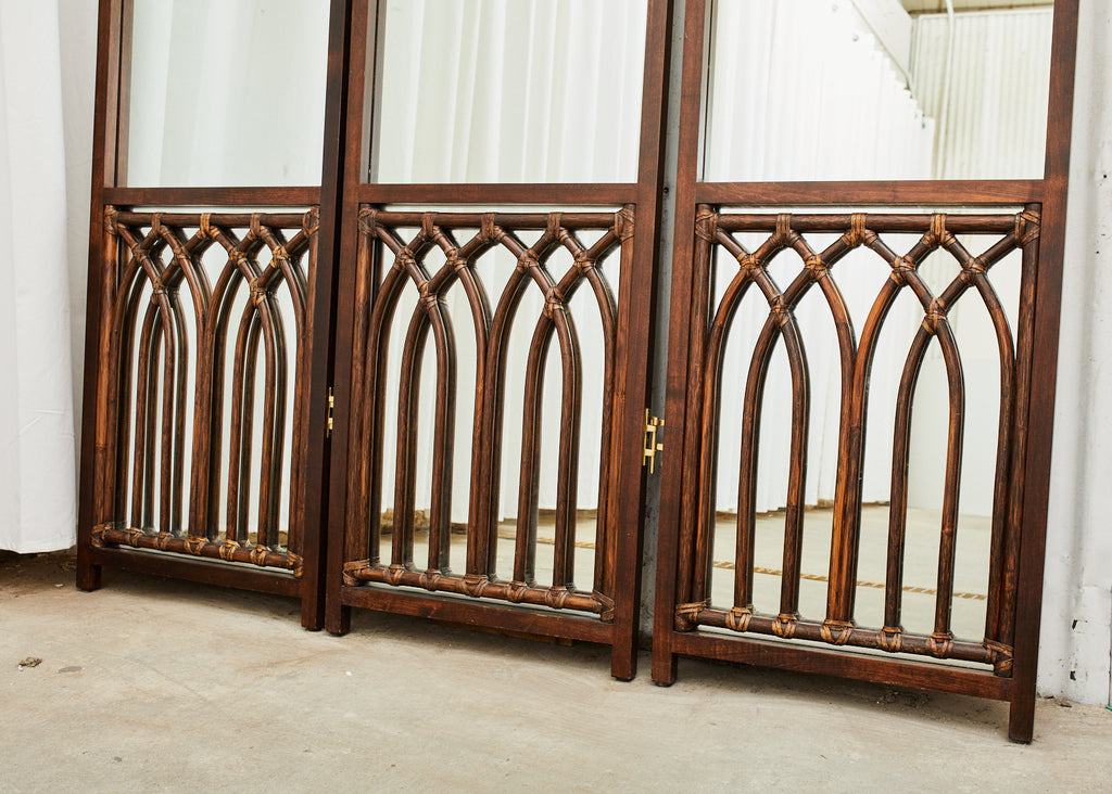 McGuire Organic Modern Rattan Folding Three-Panel Screen