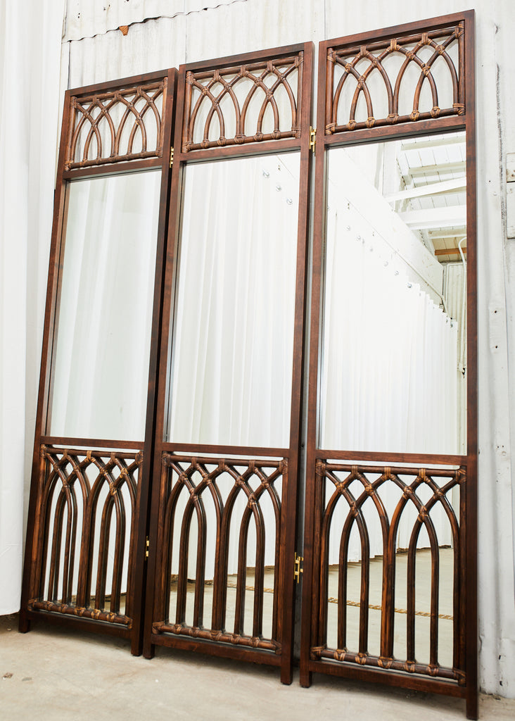 McGuire Organic Modern Rattan Folding Three-Panel Screen