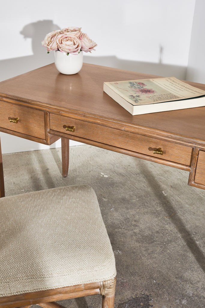 McGuire Organic Modern Cerused Rattan Ladder Back Chair