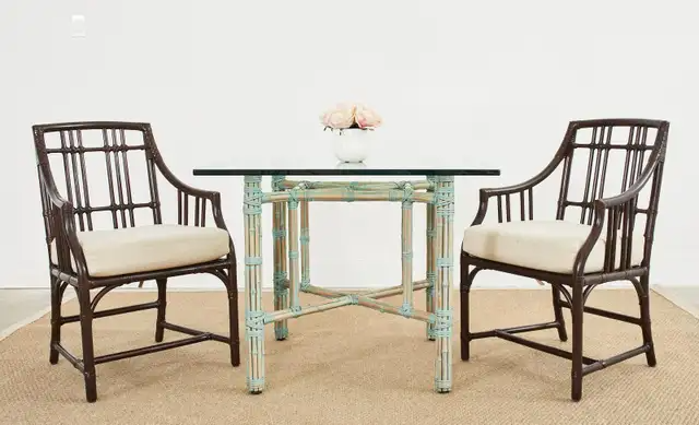 McGuire Organic Modern Bamboo Rattan Square Dining Table