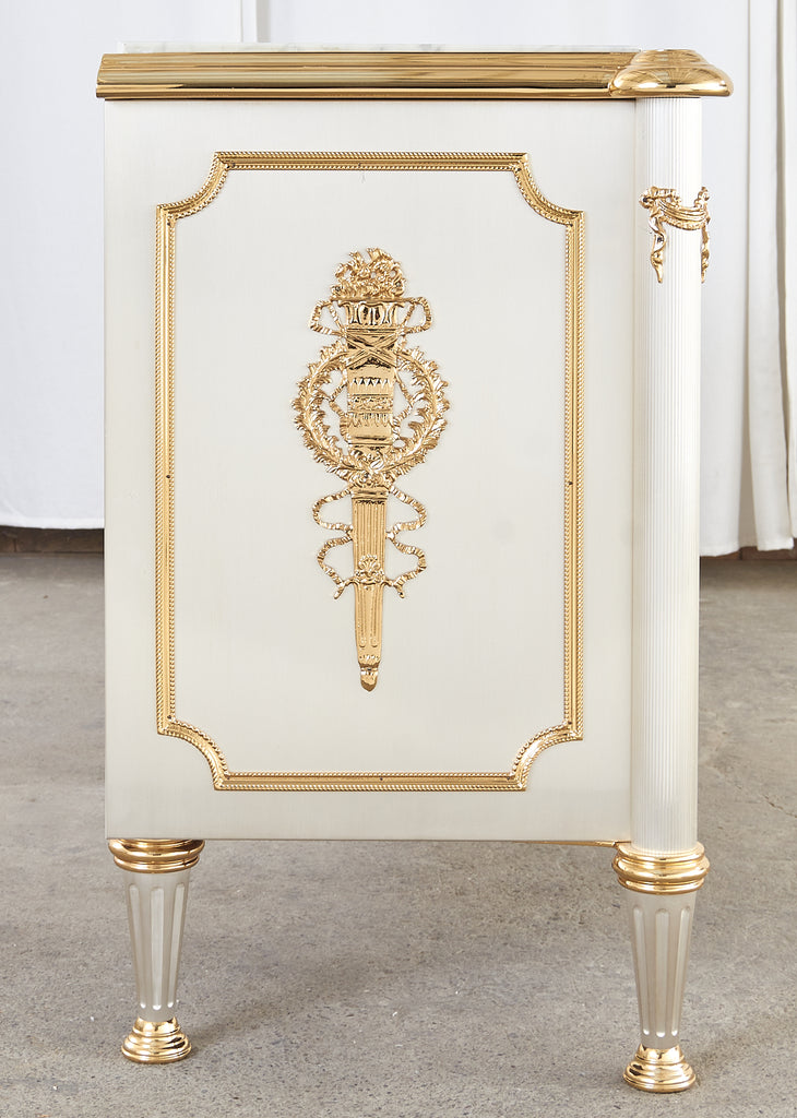 Maison Jansen Attributed Neoclassical Style Steel Marble Top Desk