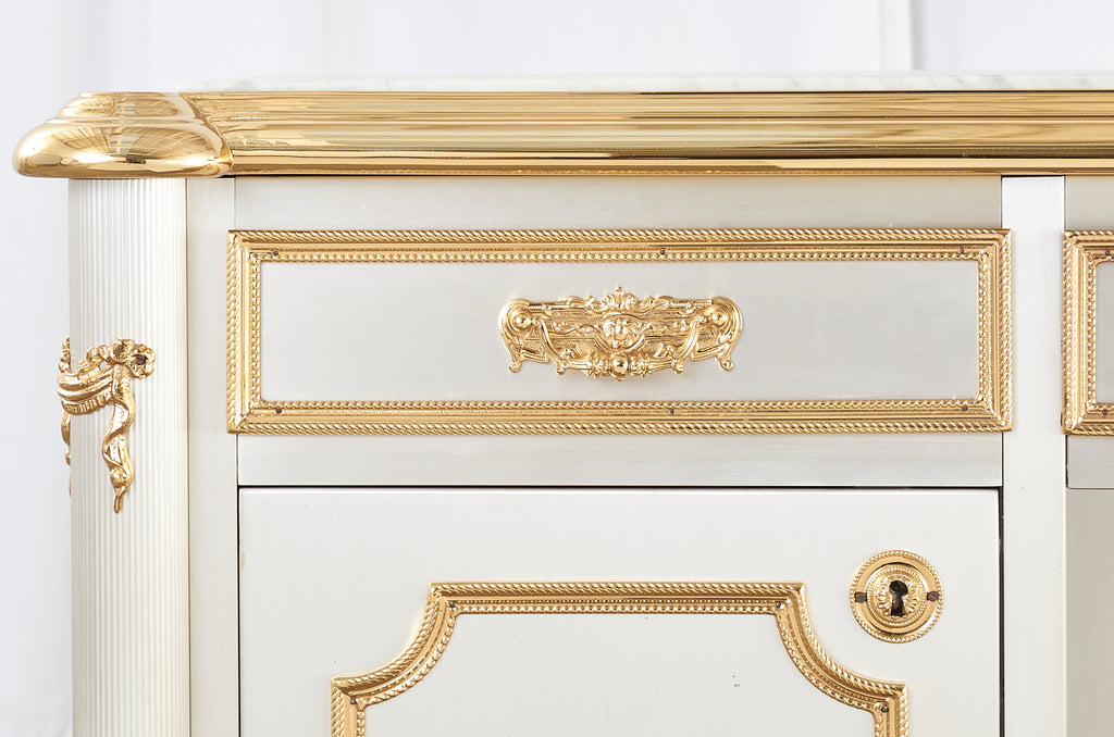 Maison Jansen Attributed Neoclassical Style Steel Marble Top Desk