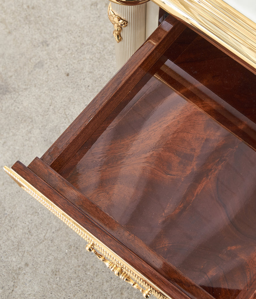 Maison Jansen Attributed Neoclassical Style Steel Marble Top Desk