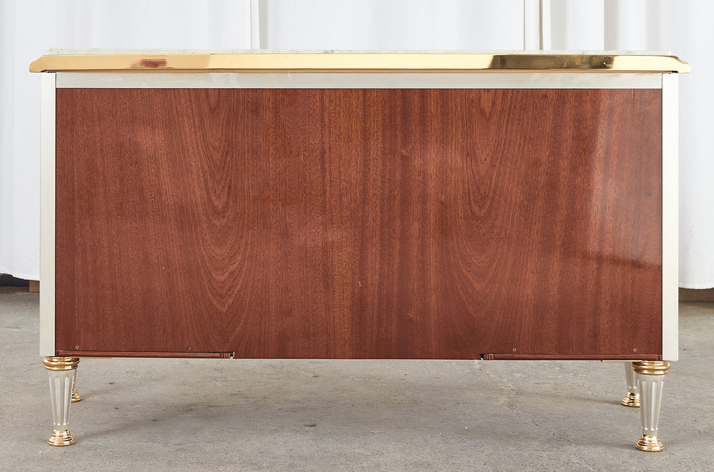 Maison Jansen Attributed Neoclassical Style Steel Marble Top Desk