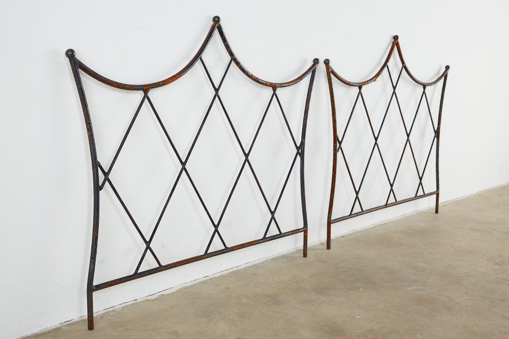 Pair of Regency Style Iron and Bronze Headboards
