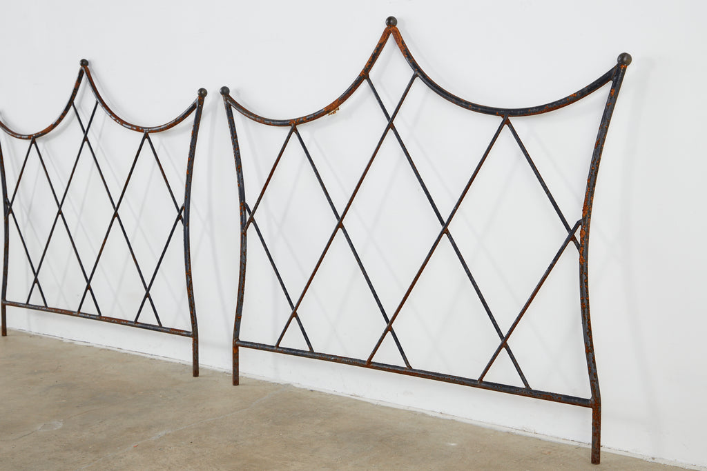 Pair of Regency Style Iron and Bronze Headboards