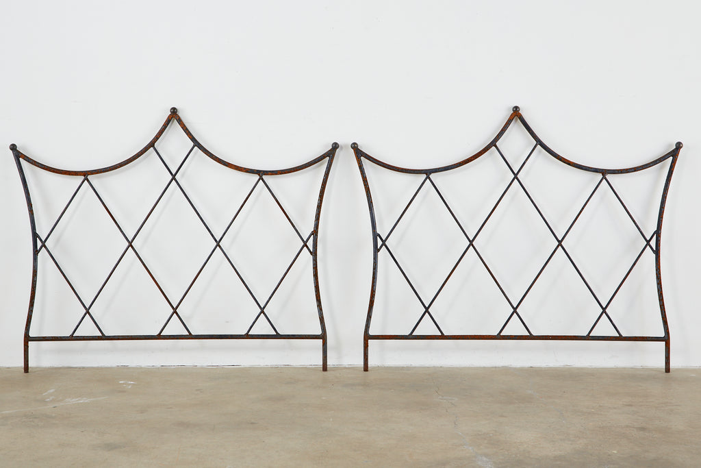 Pair of Regency Style Iron and Bronze Headboards