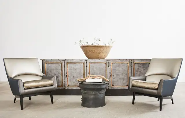 Pair of Jen Risom for Ralph Pucci Metallic Space Age A-Chairs