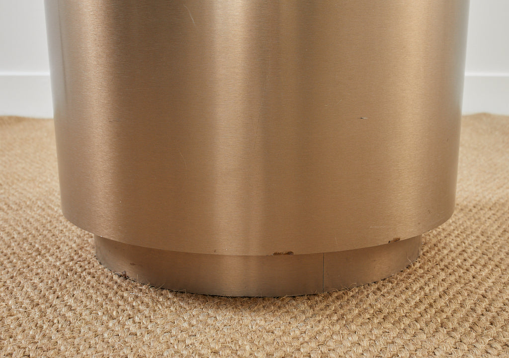 Round Bronzed Steel Veneer Revolving Display Table Stand