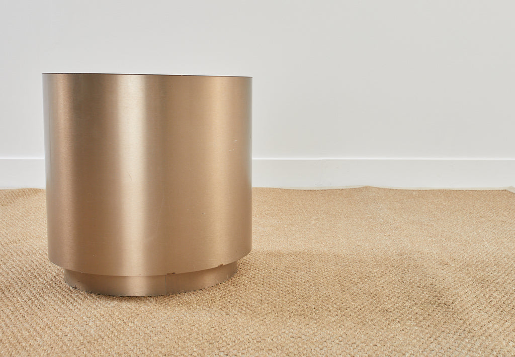 Round Bronzed Steel Veneer Revolving Display Table Stand