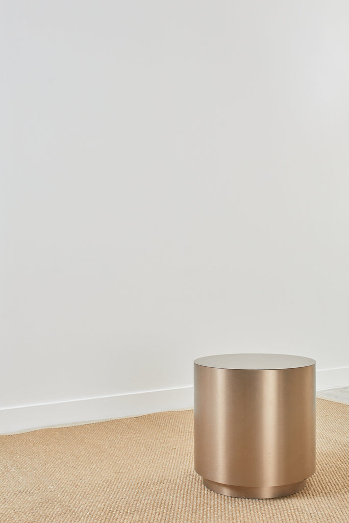 Round Bronzed Steel Veneer Revolving Display Table Stand