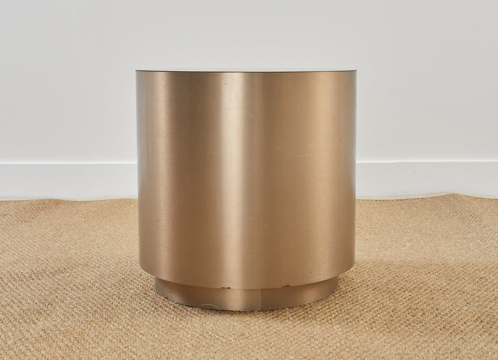 Round Bronzed Steel Veneer Revolving Display Table Stand