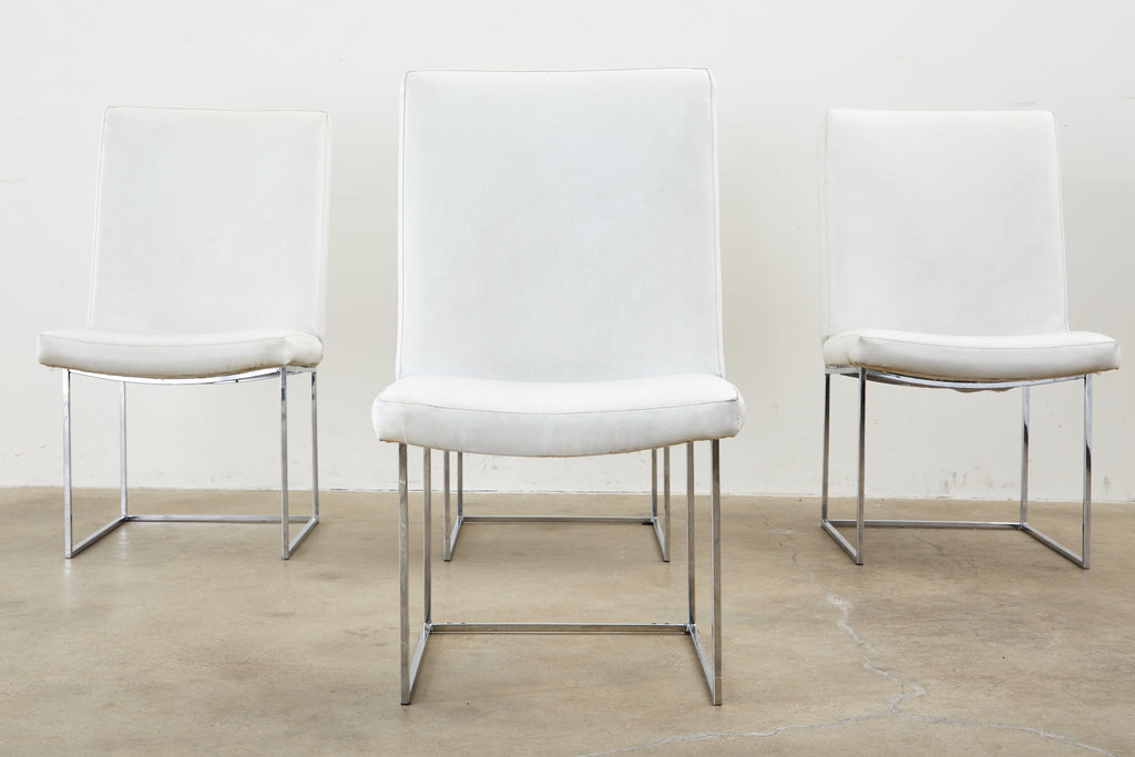 Set of Four Milo Baughman Thin Line Chrome Dining Chairs