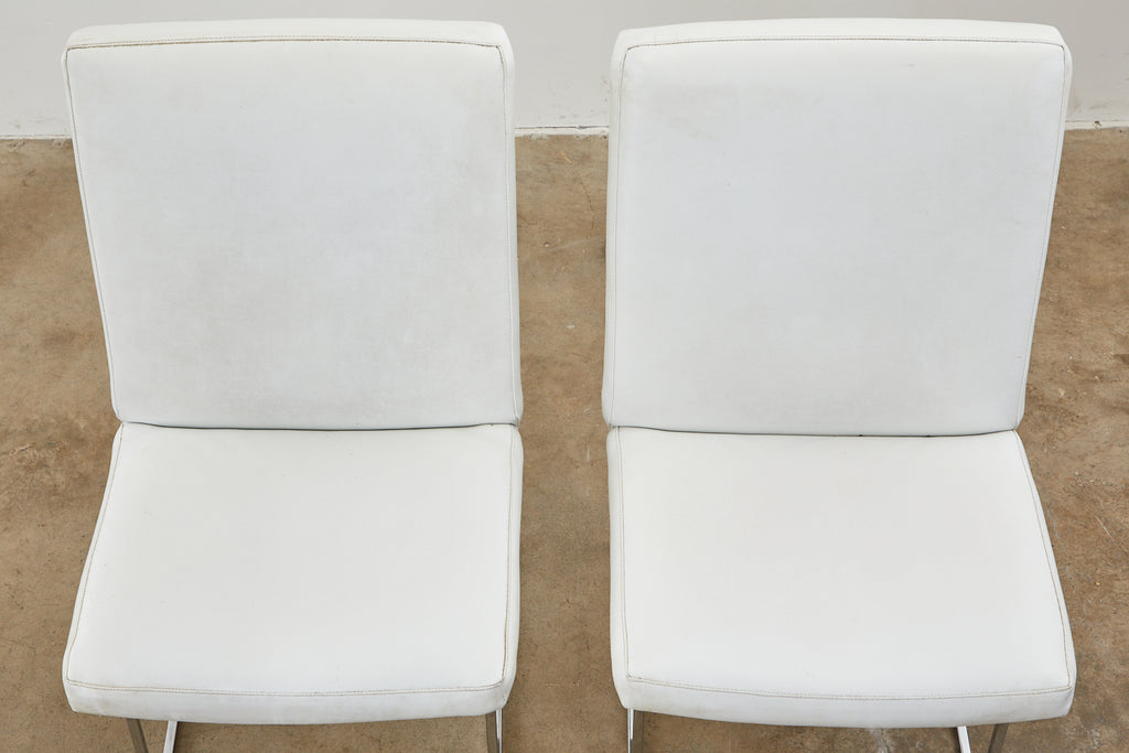 Set of Four Milo Baughman Thin Line Chrome Dining Chairs