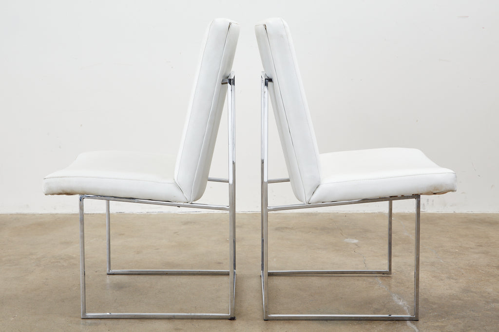 Set of Four Milo Baughman Thin Line Chrome Dining Chairs