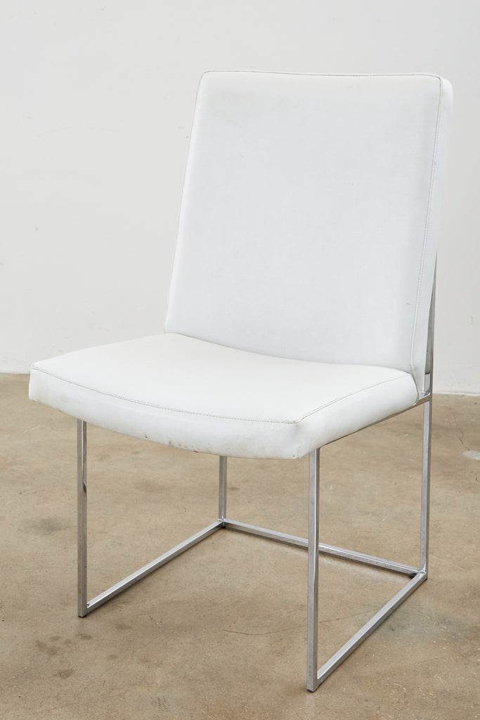 Set of Four Milo Baughman Thin Line Chrome Dining Chairs