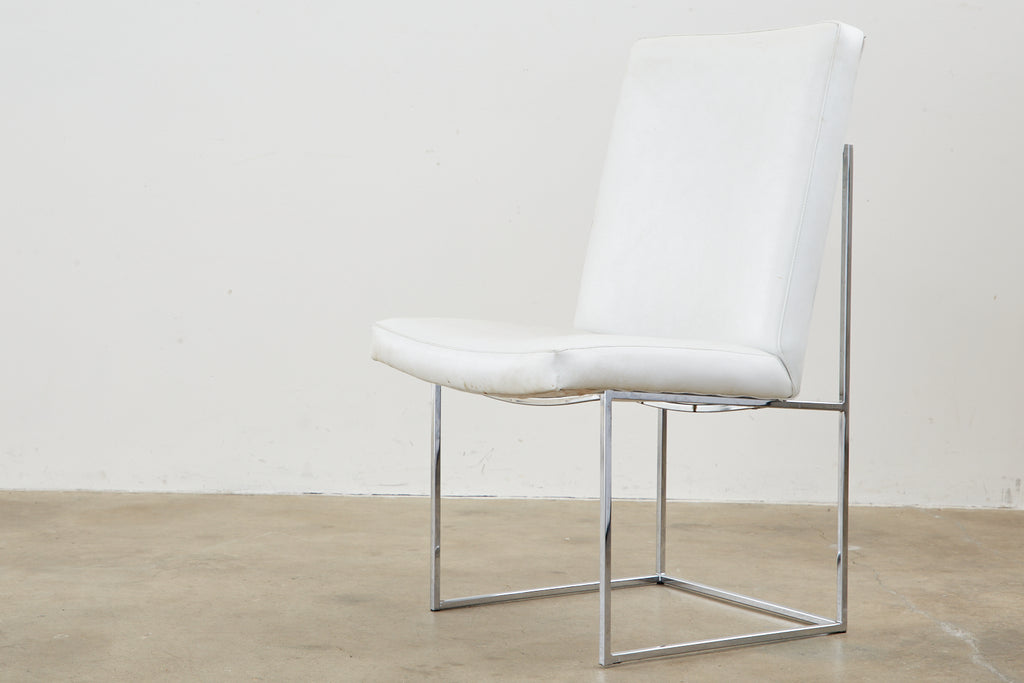 Set of Four Milo Baughman Thin Line Chrome Dining Chairs