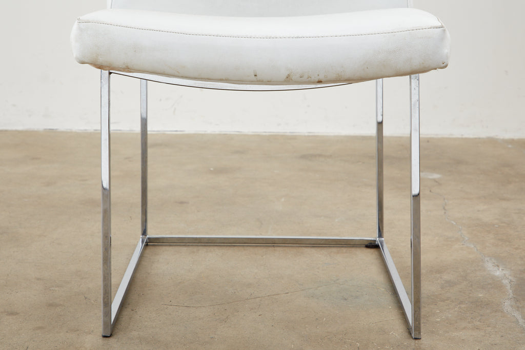 Set of Four Milo Baughman Thin Line Chrome Dining Chairs