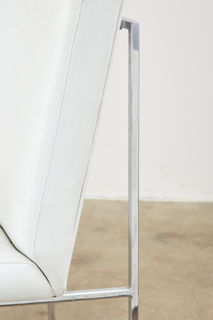 Set of Four Milo Baughman Thin Line Chrome Dining Chairs