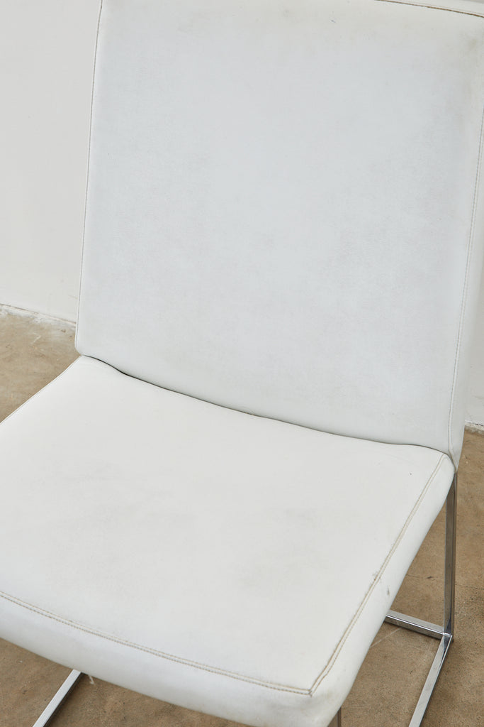 Set of Four Milo Baughman Thin Line Chrome Dining Chairs