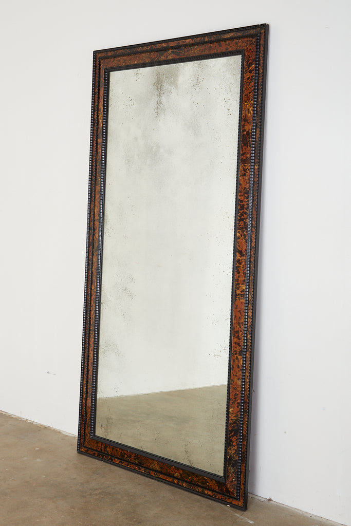 Faux Tortoiseshell and Ebony Dutch Baroque Style Mirror