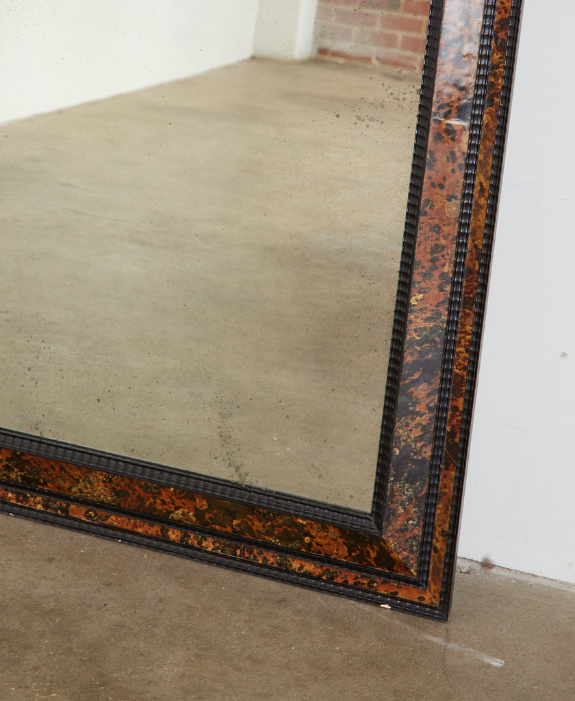 Faux Tortoiseshell and Ebony Dutch Baroque Style Mirror
