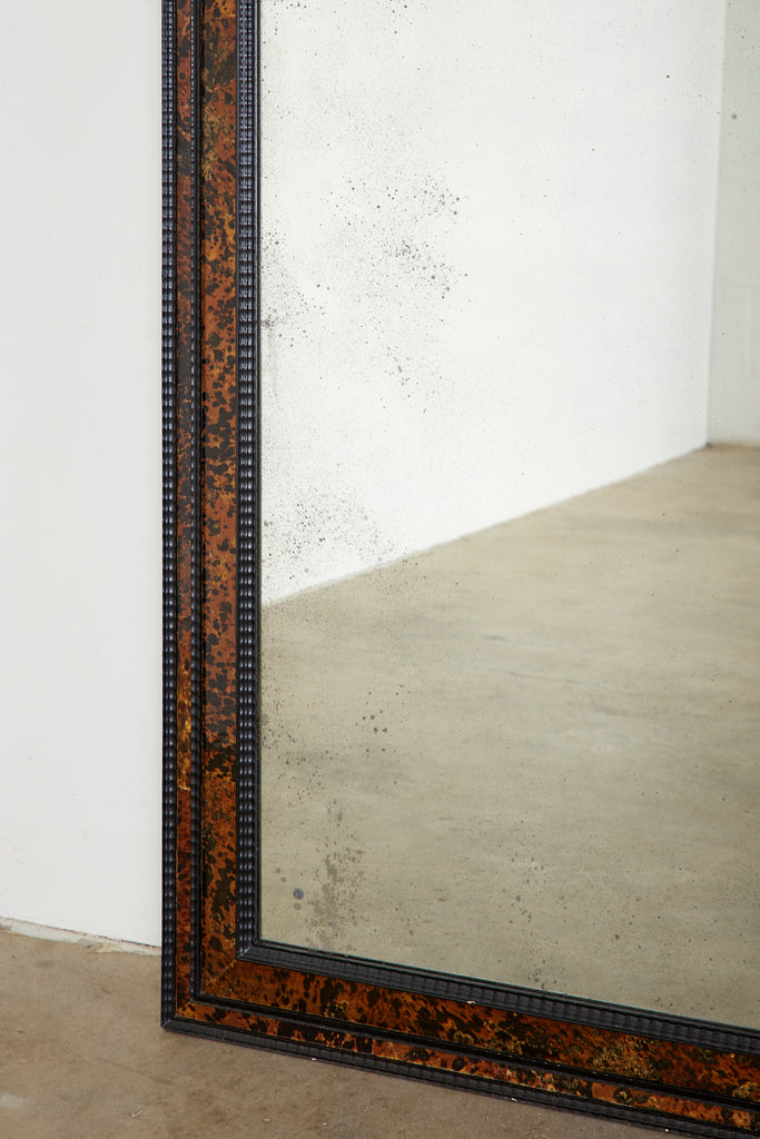 Faux Tortoiseshell and Ebony Dutch Baroque Style Mirror