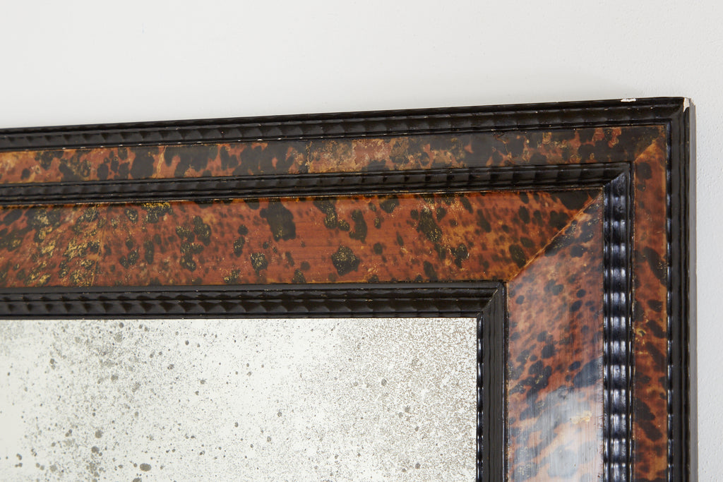 Faux Tortoiseshell and Ebony Dutch Baroque Style Mirror