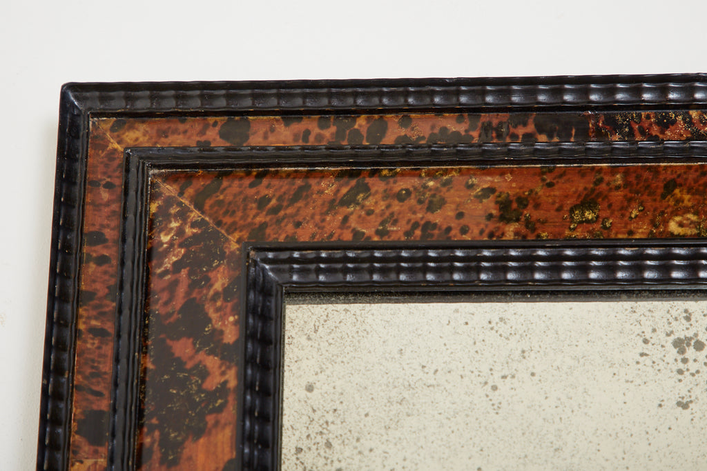 Faux Tortoiseshell and Ebony Dutch Baroque Style Mirror