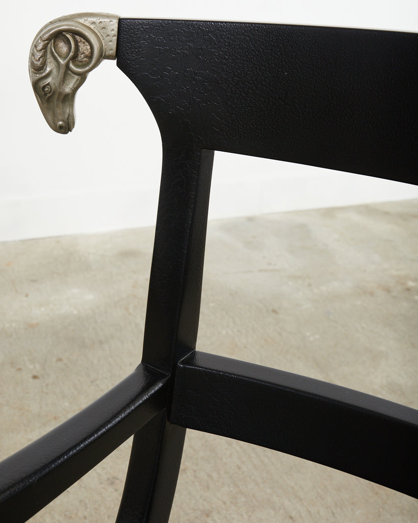 Set of Four English Regency Style Armchairs with Rams Heads