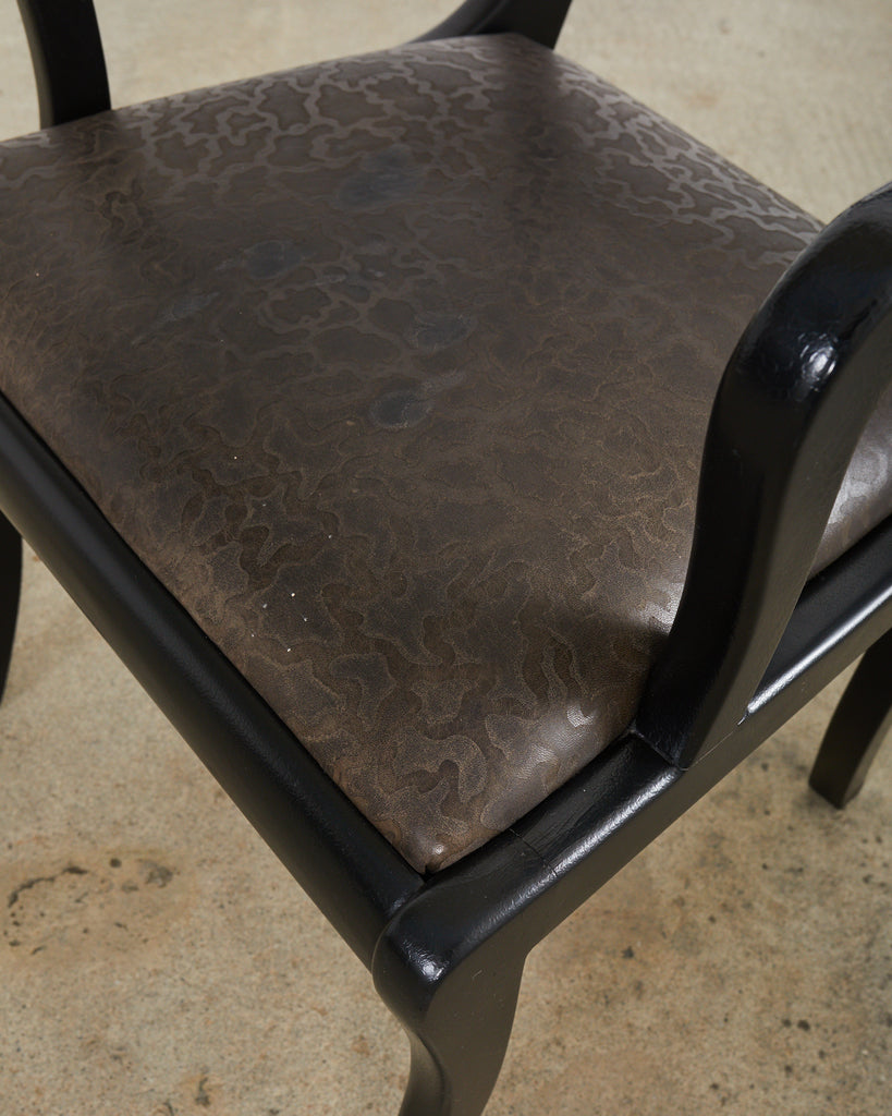 Set of Four English Regency Style Armchairs with Rams Heads