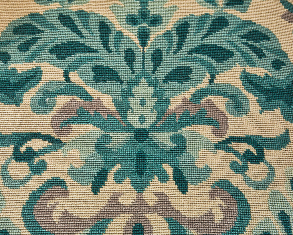 Pair of Louis XVI Style Walnut Caned Needlepoint Lounge Chairs