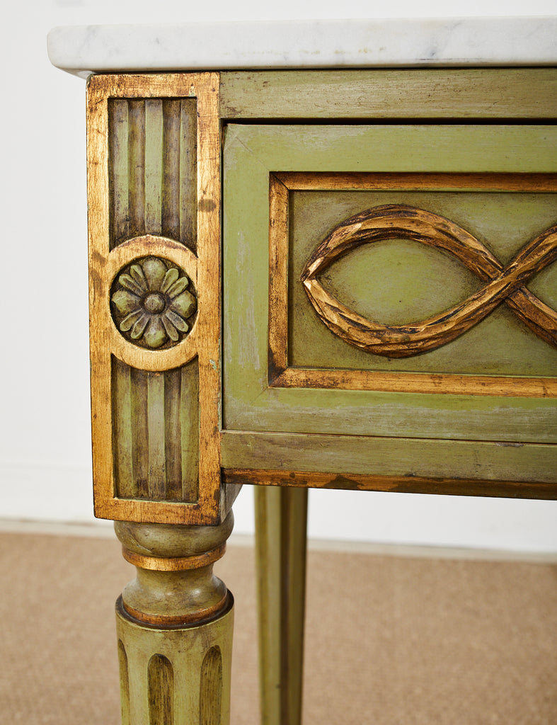 Mid-Century Neoclassical Style Lacquered Marble Top Console Table