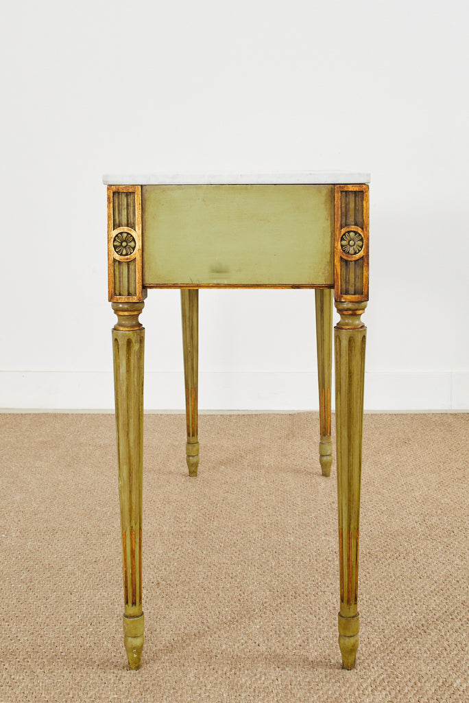 Mid-Century Neoclassical Style Lacquered Marble Top Console Table