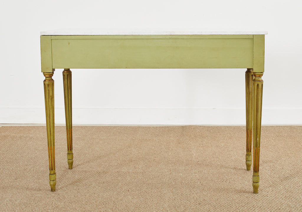 Mid-Century Neoclassical Style Lacquered Marble Top Console Table