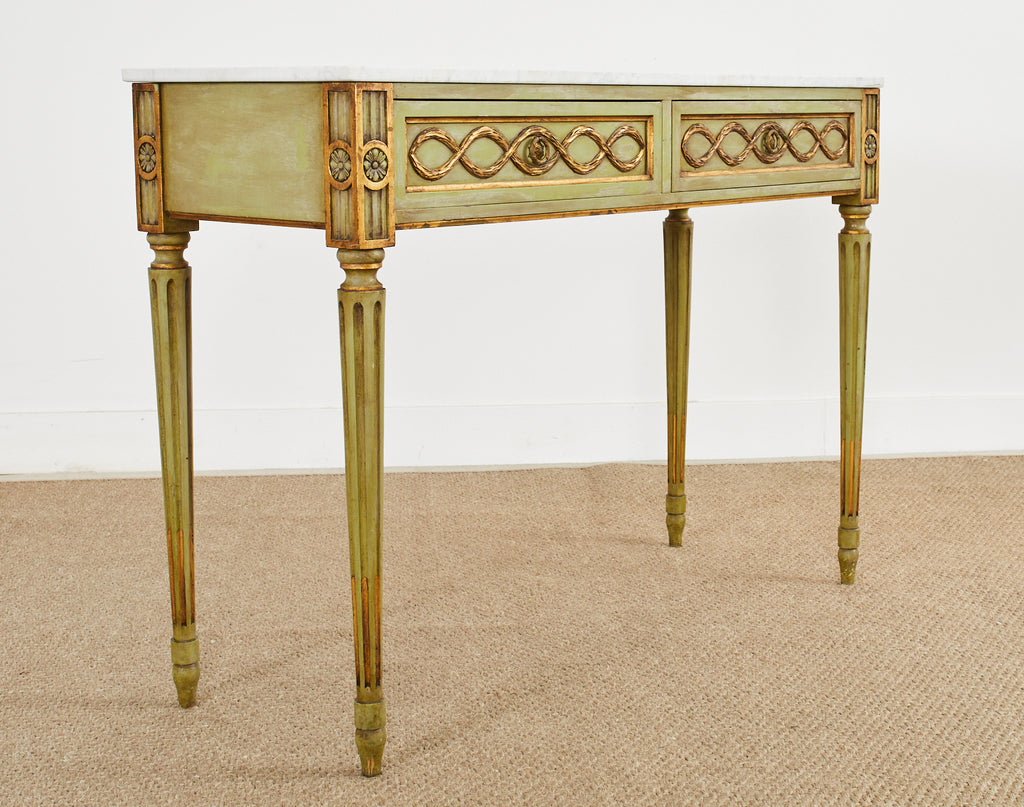 Mid-Century Neoclassical Style Lacquered Marble Top Console Table
