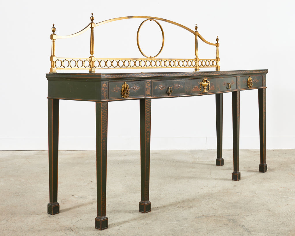 George II Style Mahogany Chinese Chippendale Lacquered Huntboard Sideboard