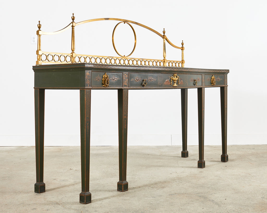 George II Style Mahogany Chinese Chippendale Lacquered Huntboard Sideboard