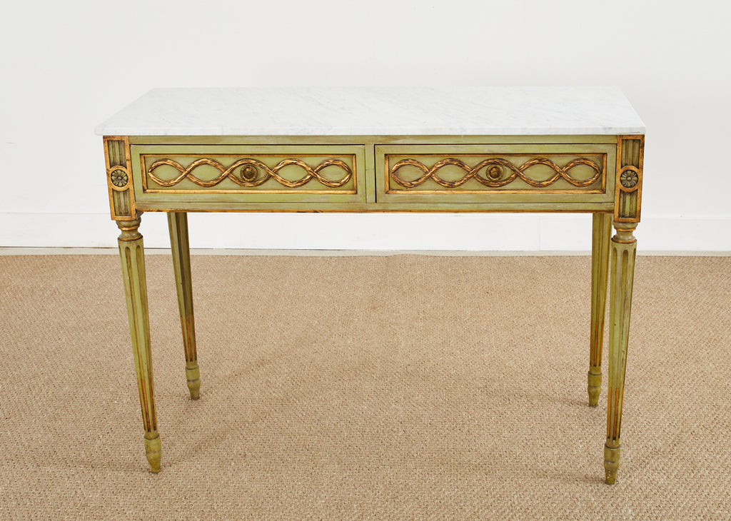 Mid-Century Neoclassical Style Lacquered Marble Top Console Table