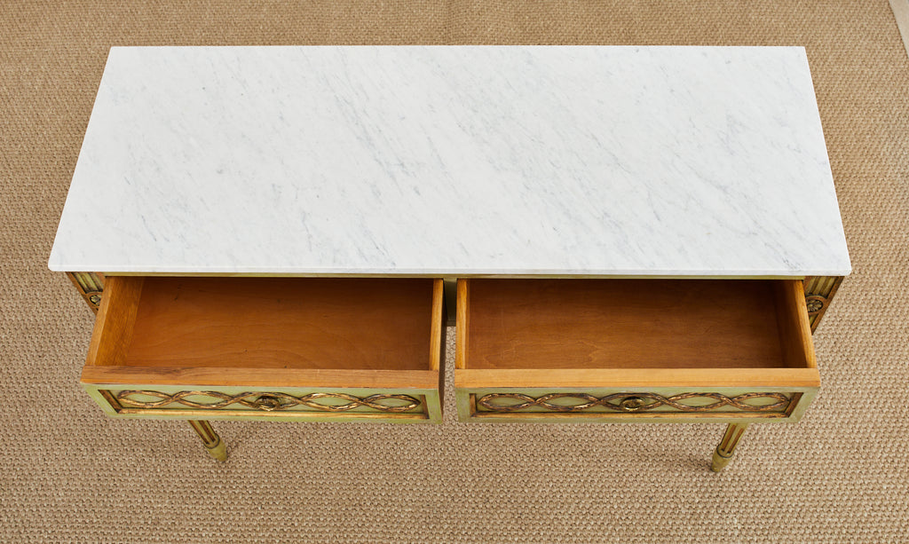 Mid-Century Neoclassical Style Lacquered Marble Top Console Table