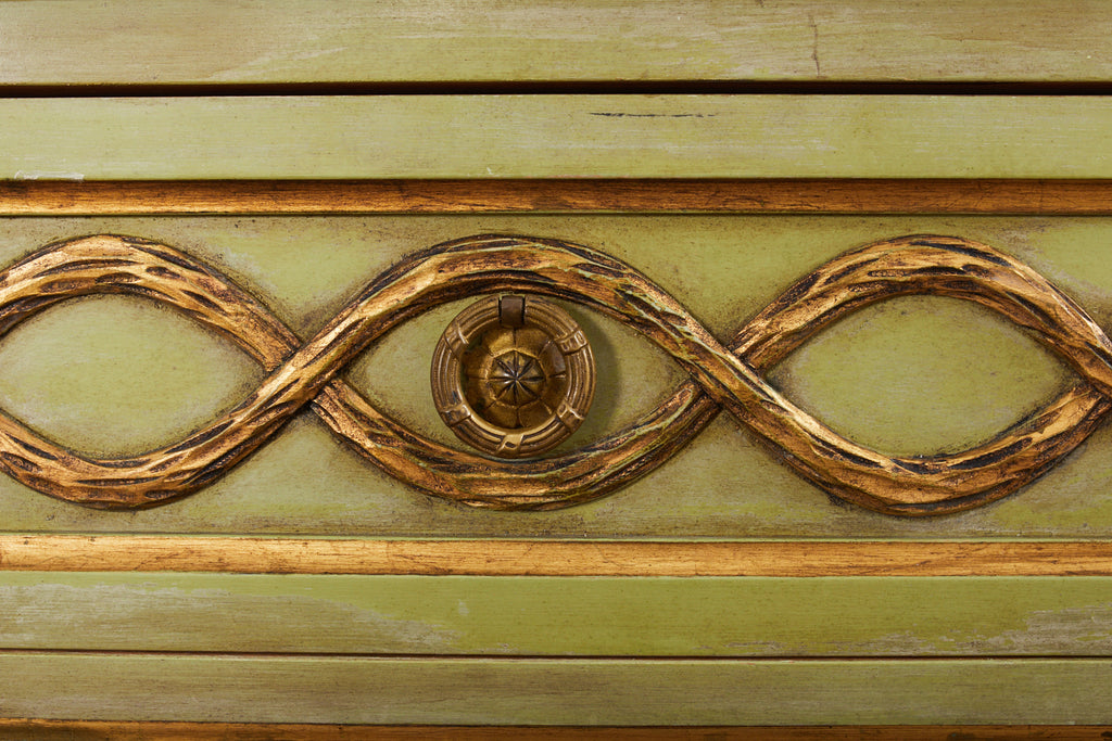 Mid-Century Neoclassical Style Lacquered Marble Top Console Table