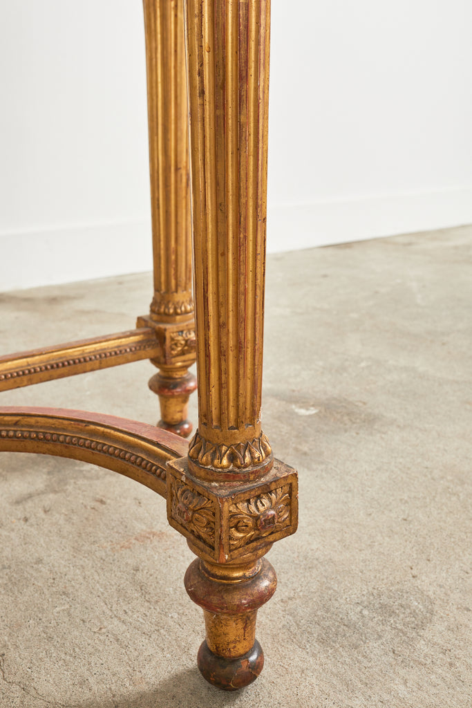 19th Century French Empire Neoclassical Marble Top Console Table