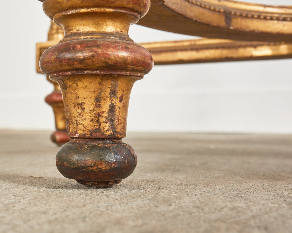 19th Century French Empire Neoclassical Marble Top Console Table